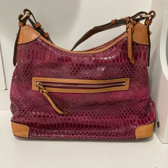 Dooney & Bourke Erica Hobo Rasberry Snakeskin Hobo Bag - Picture 5 of 14